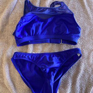 Venus Royal Blue Bikini Set Size 2 Mesh Panel Adjustable Strap 2-Piece Swimsuit